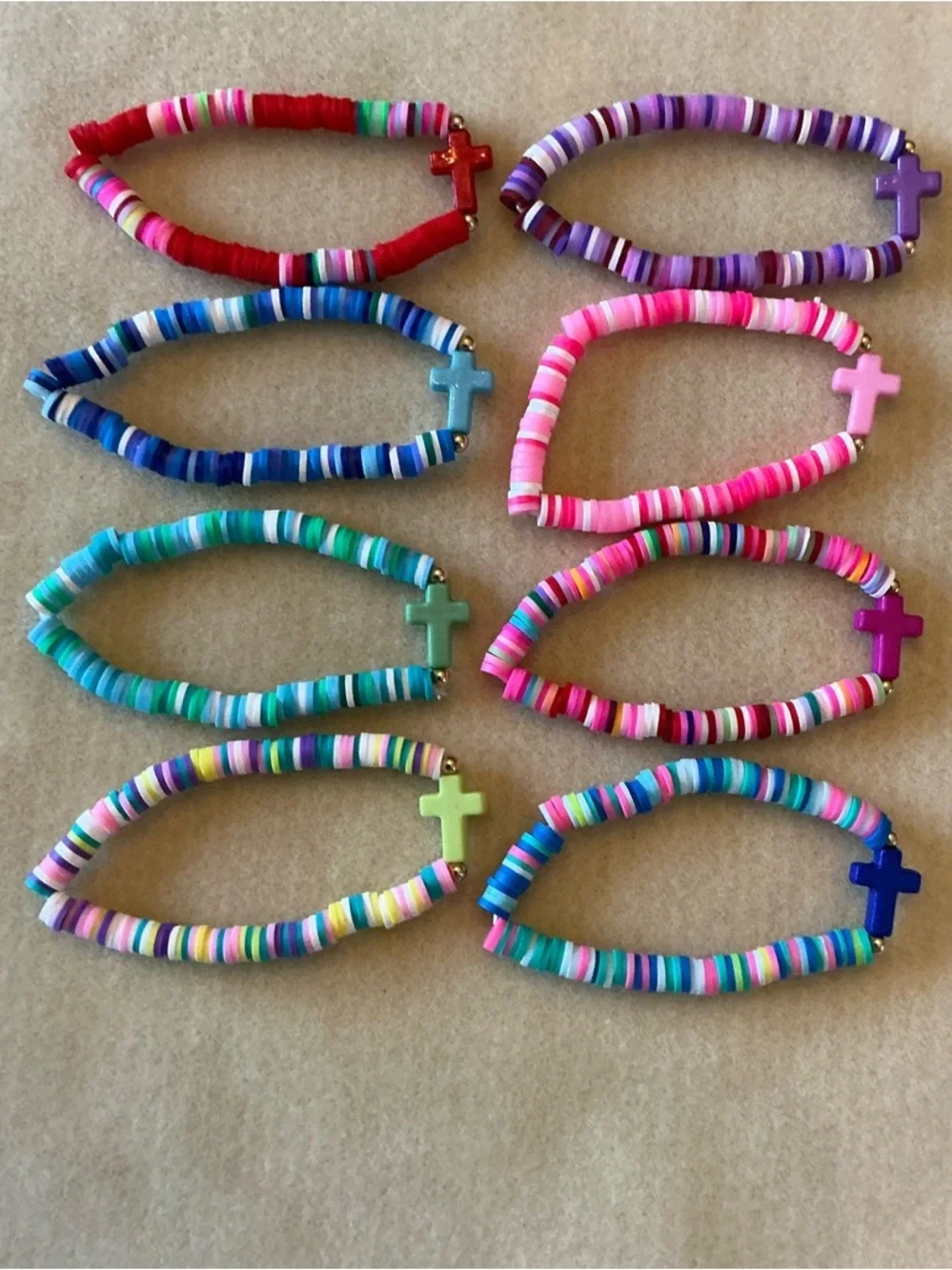 Kids Multicolor Bead Cross Bracelet set of 8